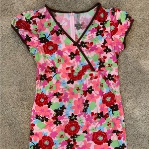 Hanna Andersson organic cotton Womens size S floral pink and brown dress